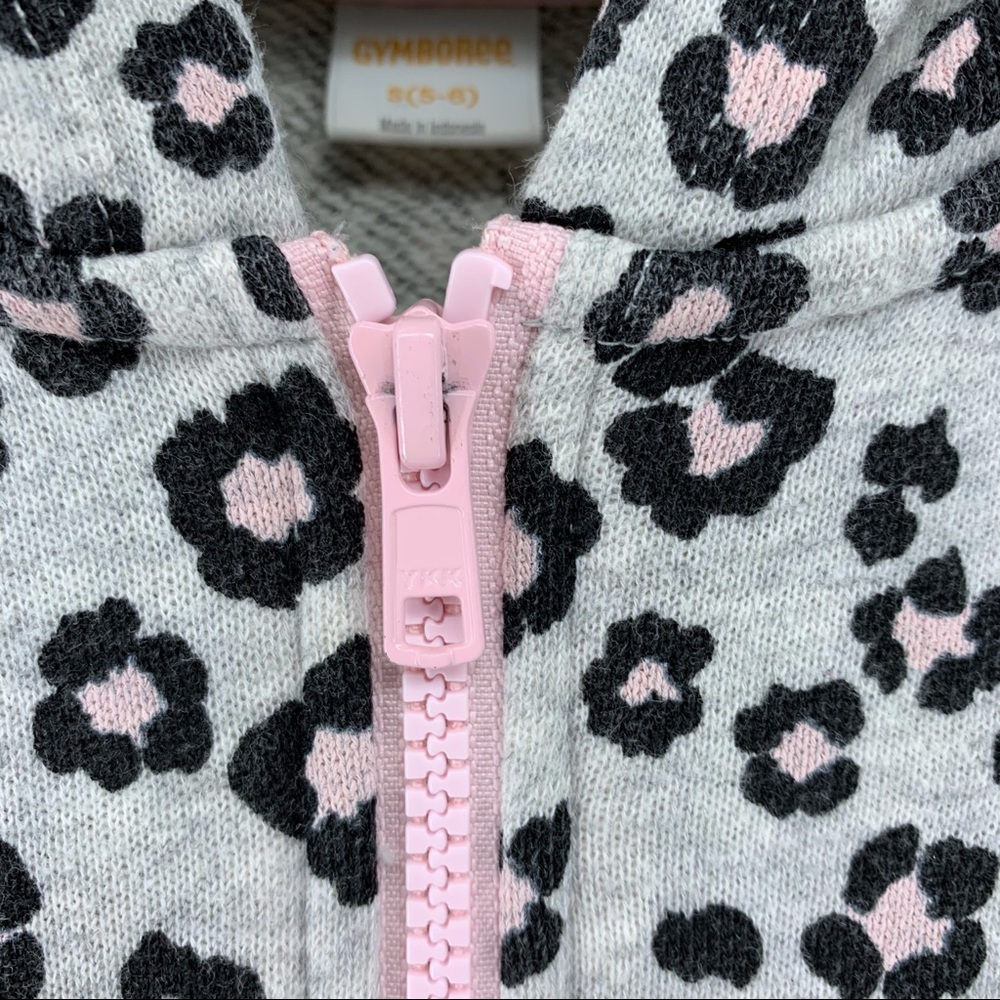 Gymboree girls' gray/pink zippered hoodie, S 5/6 - Picture 5 of 9